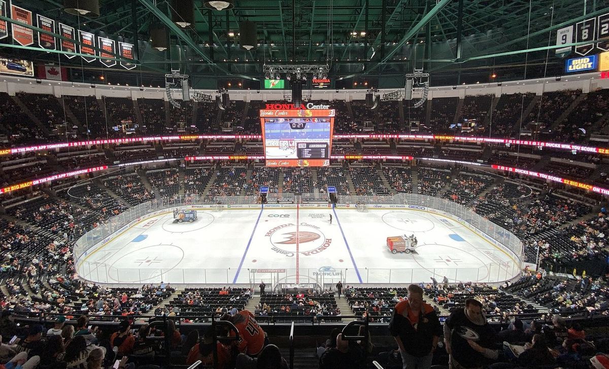Inside Honda Center in Anaheim during a Ducks game