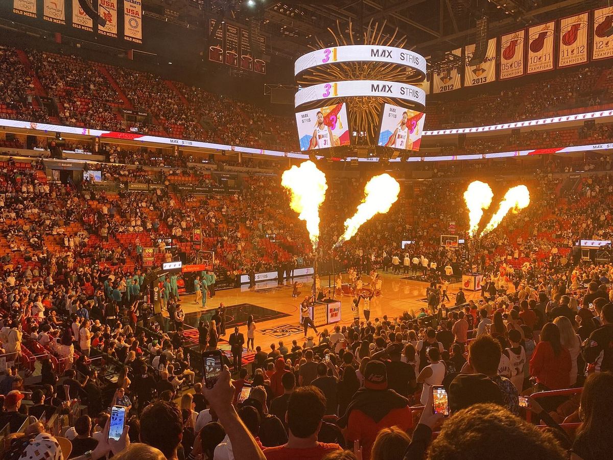 Kaseya Center interior during Miami Heat player introductions