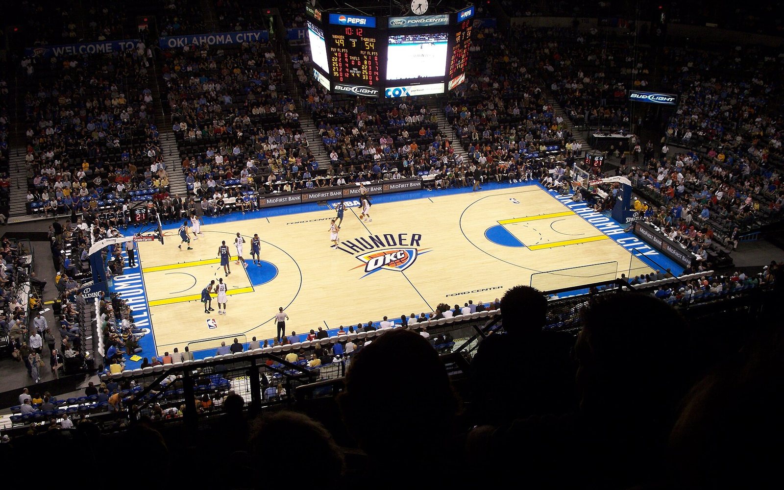 Inside the Paycom Center in Oklahoma City during a Thunder home game
