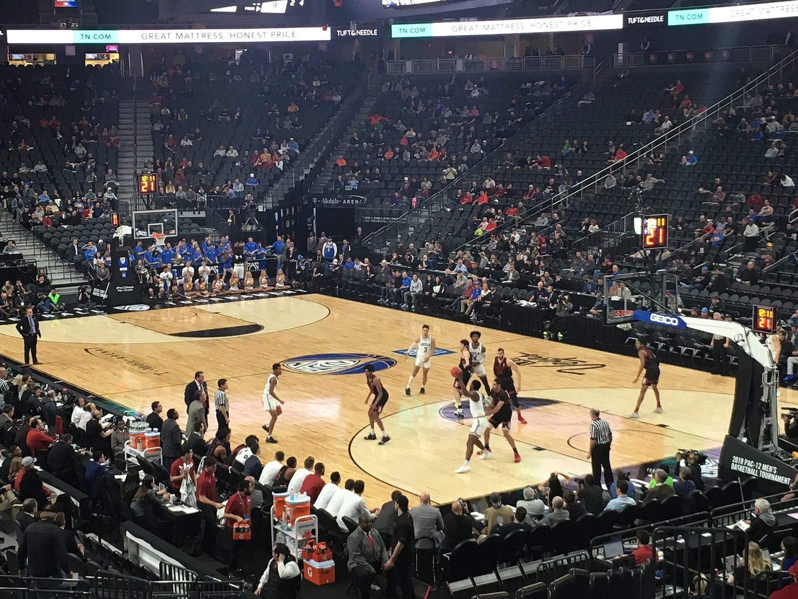 Inside T-Mobile Arena in Las Vegas during a basketball game