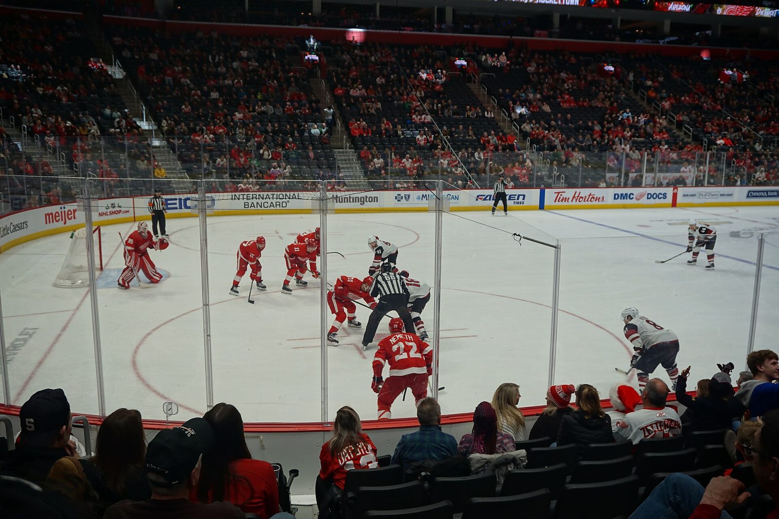 Little Caesars Arena interior during a Detroit Red Wings game