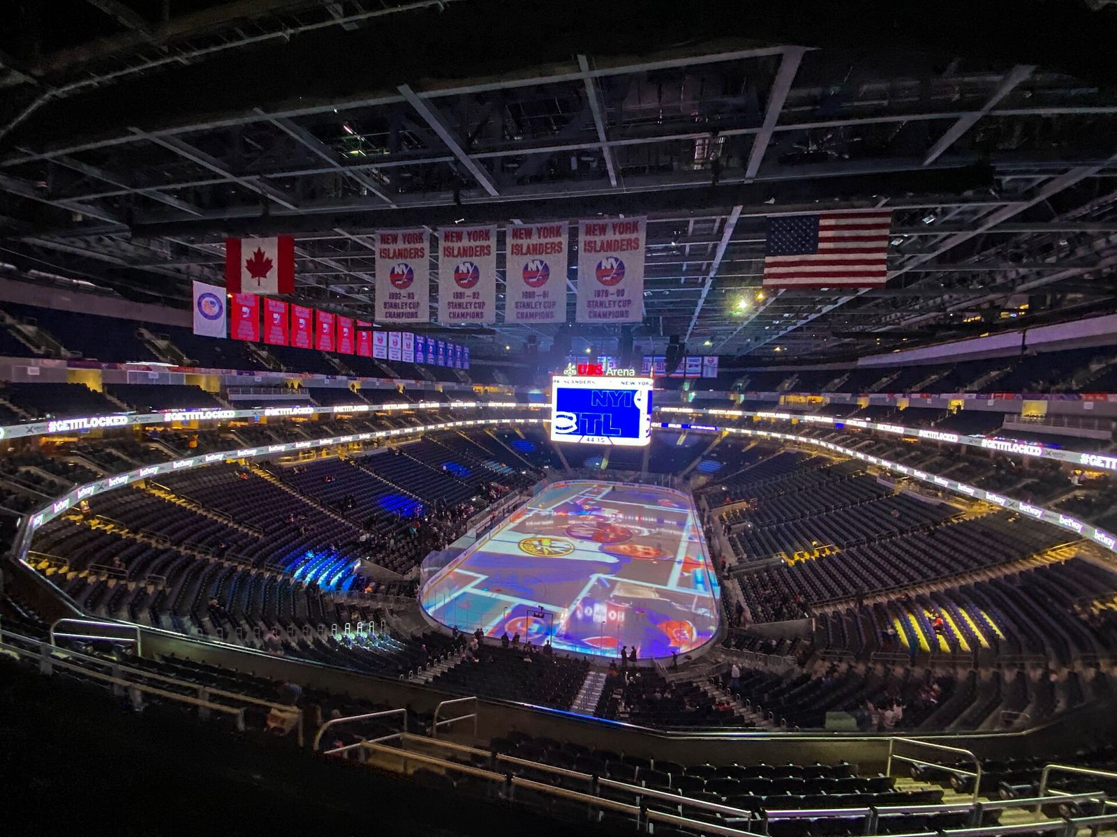 UBS Arena interior during a New York Islanders game